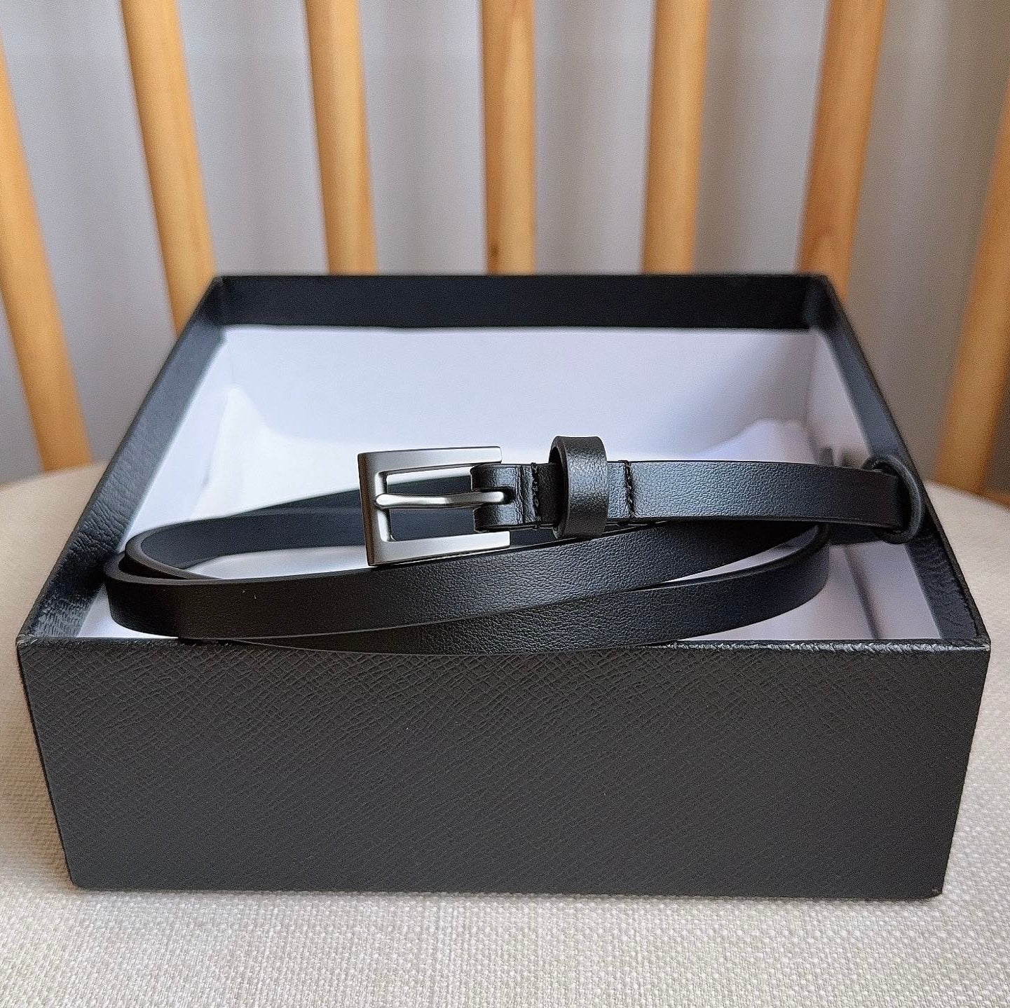 PRADA 25S BELT 10 MM IN BLACK CALFSKIN 598371