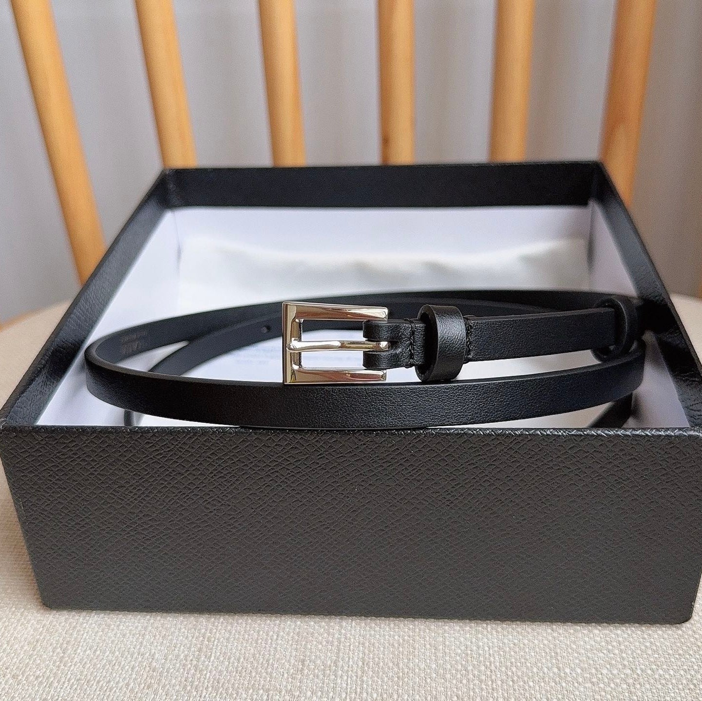 PRADA 25S BELT 10 MM IN BLACK CALFSKIN 598373