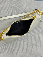 HOBO BAG 23 IN WHITE NAPPA LAMBSKIN GOLD CHAIN