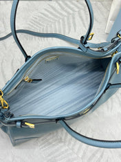 PRADA 25S BONNIE LARGE HANDBAG 38 IN LIGHT BLUE GLOSSY CALFSKIN GOLD HARDWARE
