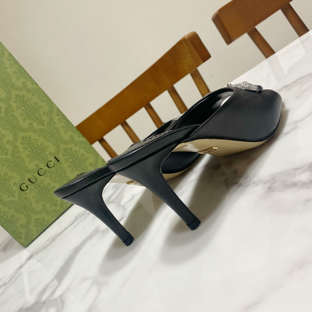 GUCCI 26S HORSEBIT HIGH-HEELED SANDALS 80 MM IN BLACK CALFSKIN