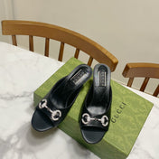 GUCCI 26S HORSEBIT HIGH-HEELED SANDALS 80 MM IN BLACK CALFSKIN