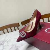 GUCCI 26S HIGH-HEELED SHOES 85 MM IN DARK RED SUEDE WITH CRYSTAL