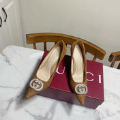 GUCCI 26S HIGH-HEELED SHOES 85 MM IN BROWN SUEDE WITH CRYSTAL