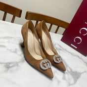 GUCCI 26S HIGH-HEELED SHOES 85 MM IN BROWN SUEDE WITH CRYSTAL