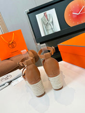 Elda espadrille 80 Tan Calfskin