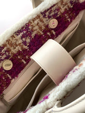 CHANEL 25S SHOPPING BAG 34 IN DARK PINK MIX WHITE TWEED