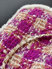 CHANEL 25S SHOPPING BAG 34 IN DARK PINK MIX WHITE TWEED