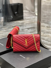 YL WOC 22 RED CHEVERON CAVIAR GOLD HARDWARE