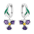 Purple Iris Flower Earring Key Lock Earrings
