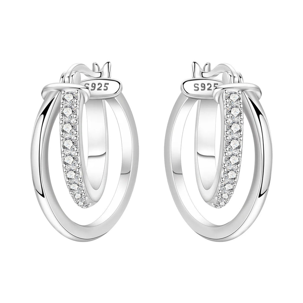 Simple Crossed Double Ring Earrings