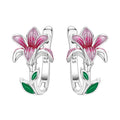 Pink Magnolia Flower Earrings Women