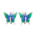 Blue Green Butterfly Insect Earrings