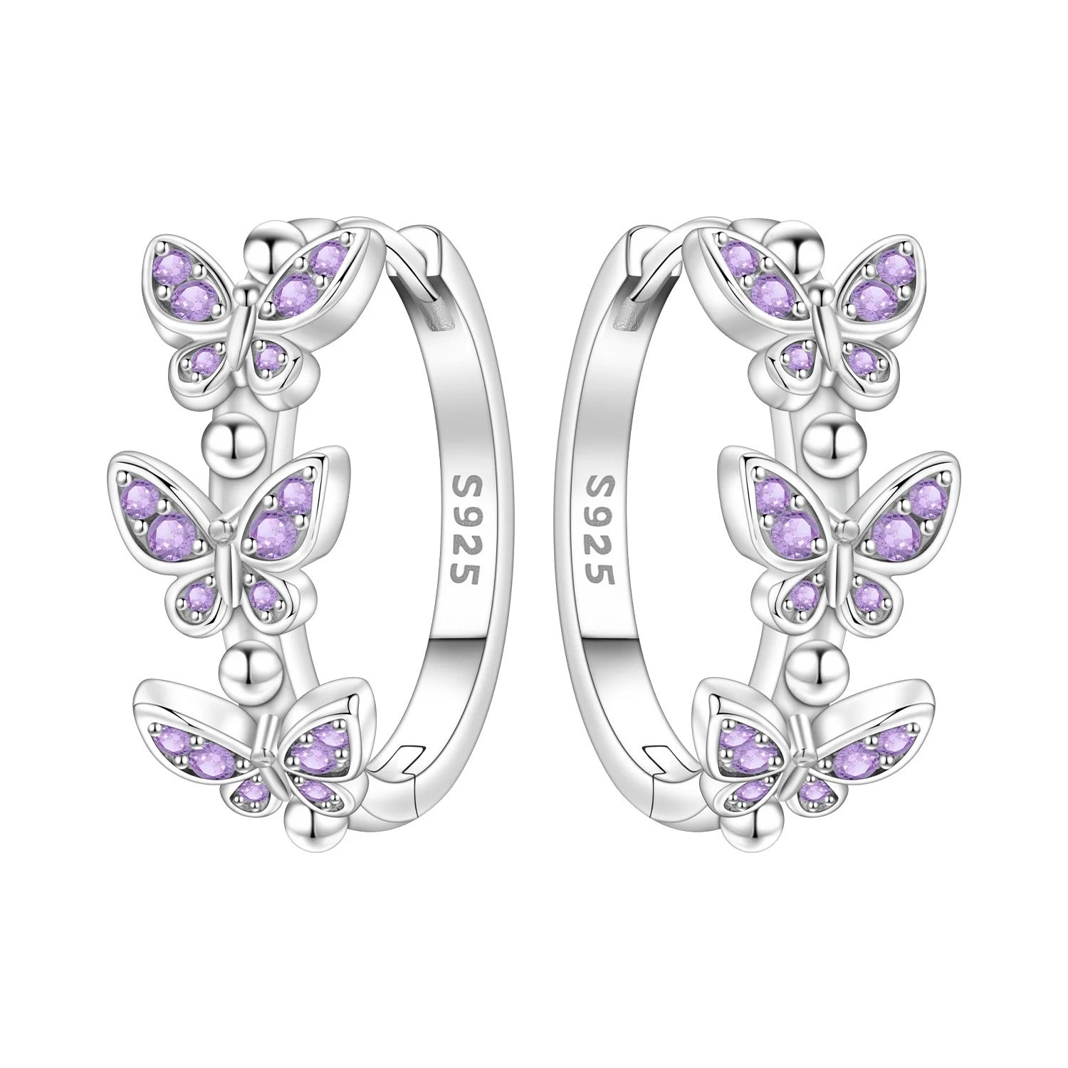Purple Butterfly Insect Earrings
