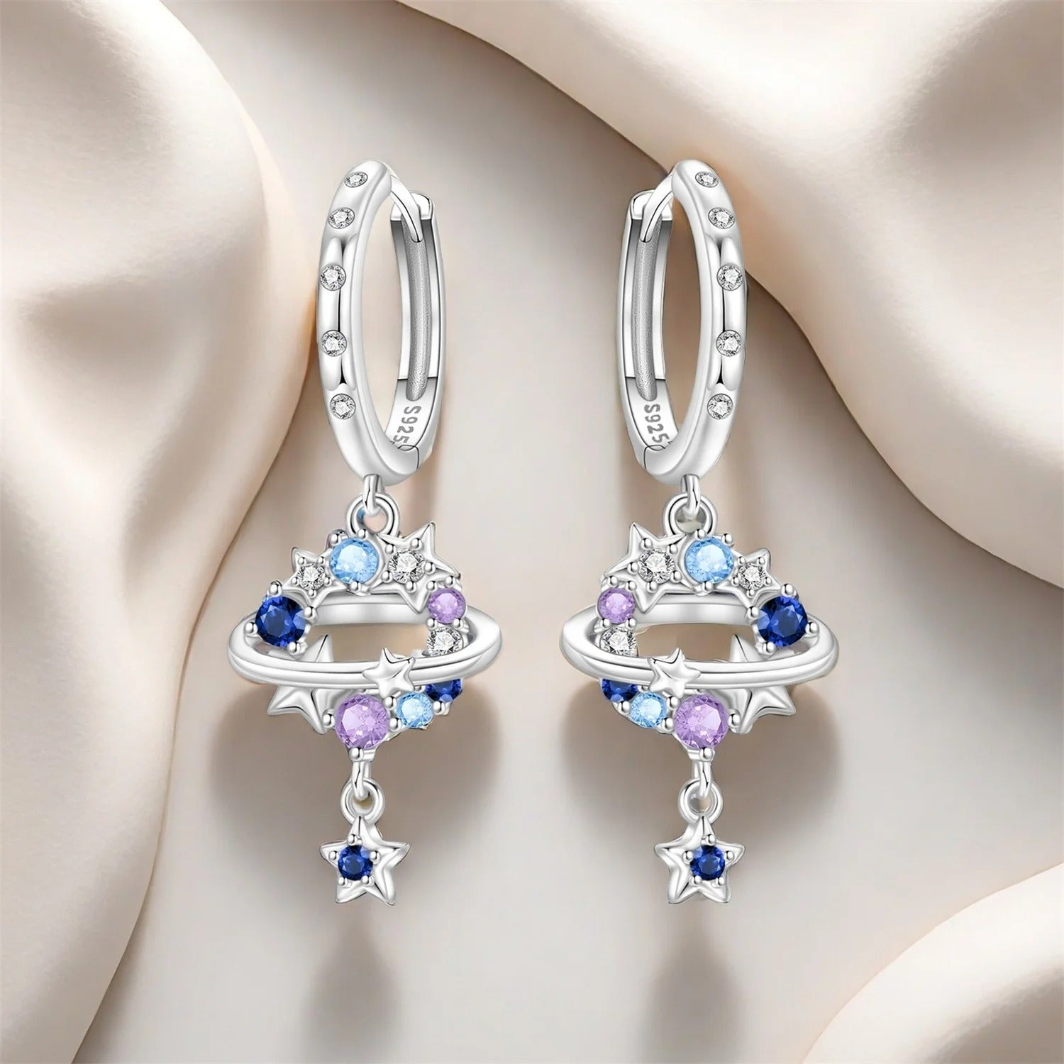 Colorful Zircon Starry Sky Drop Earrings