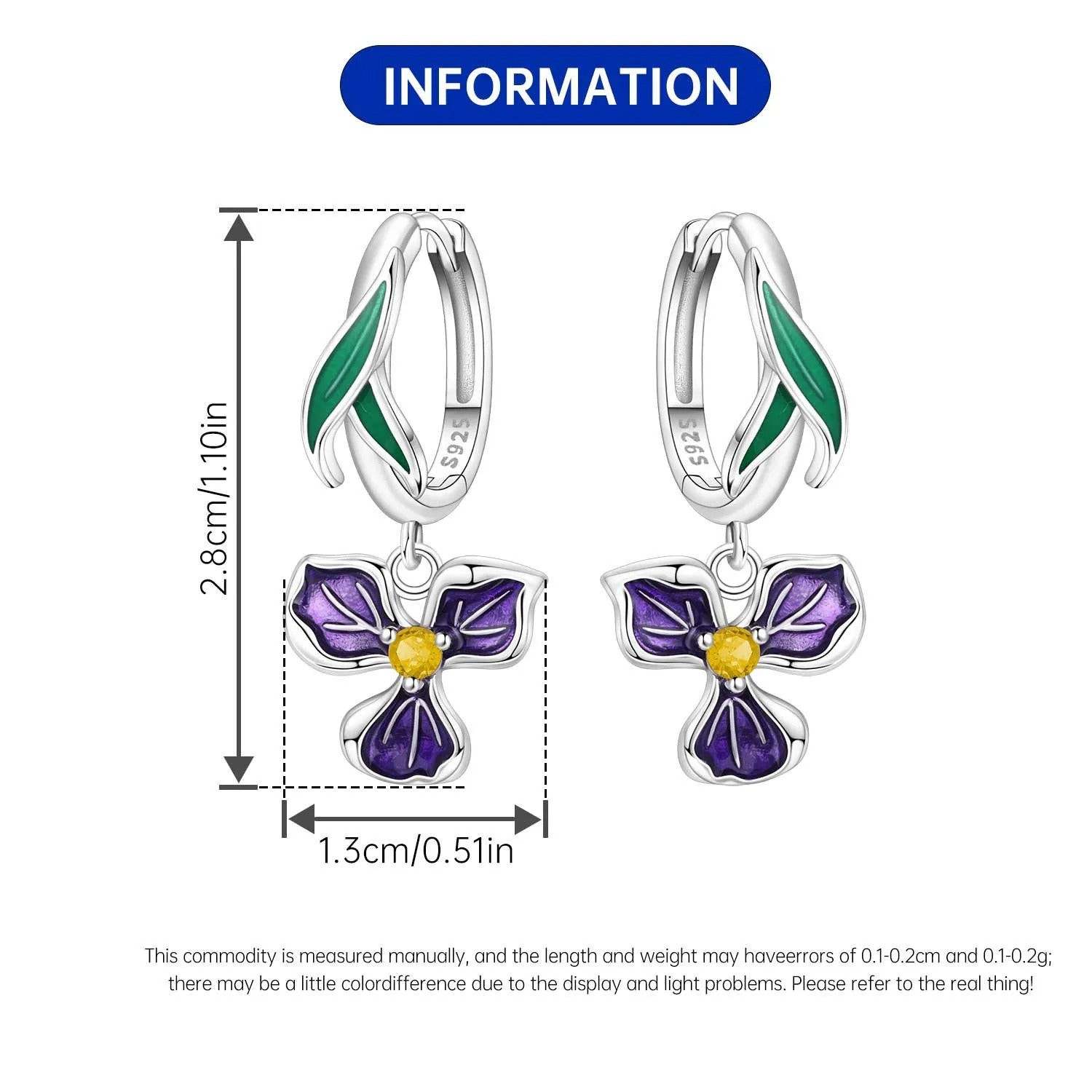 Purple Iris Flower Earring Key Lock Earrings