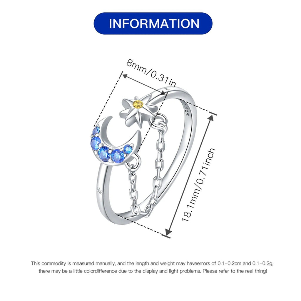 Star Moon Tassel Opening Ring